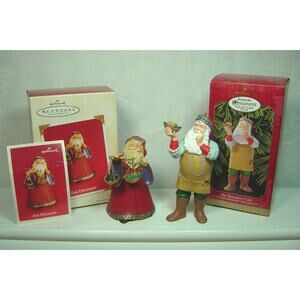 2 HALLMARK SANTA ORNAMENTS-THE DECISION FROM 2003 & TOYMAKER'S GIFT FROM 1999